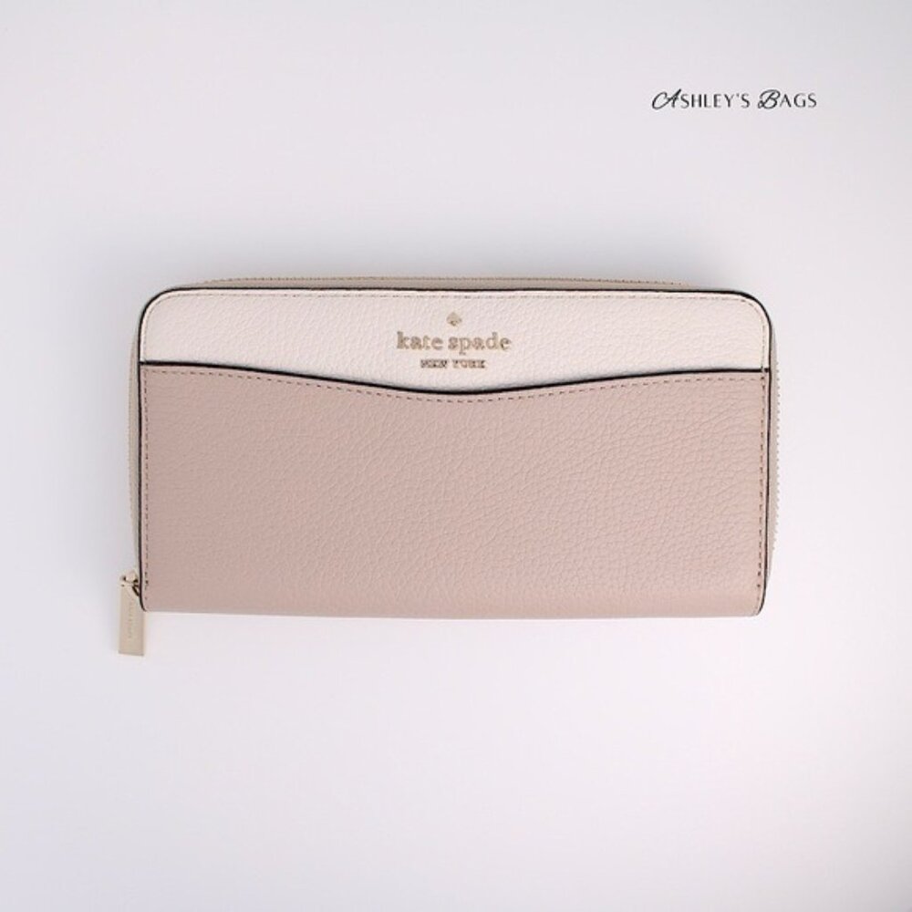 Kate Spade Leila  Colorblock Large Continental Wallet In Warm Beige